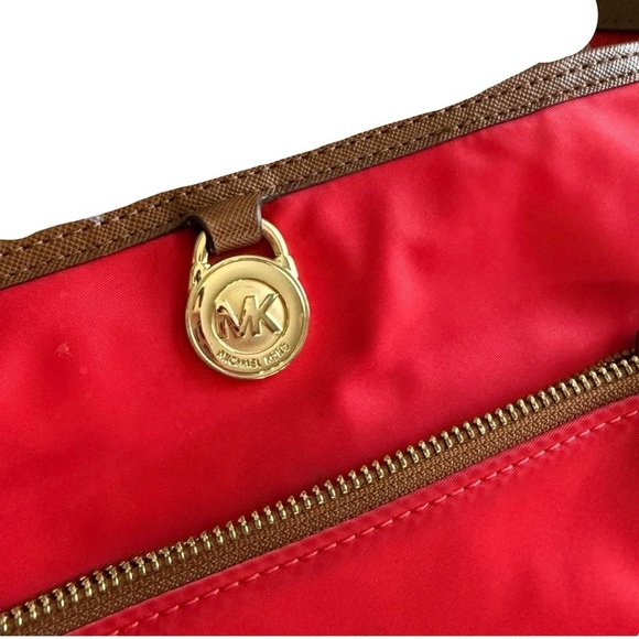 Michael Kors Red & Brown Nylon Crossbody Bag with Gold Hardware - Picture 2 of 5